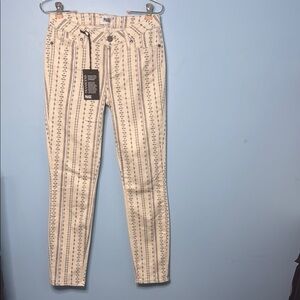 PAIGE Cream and Black Ankle Jeans